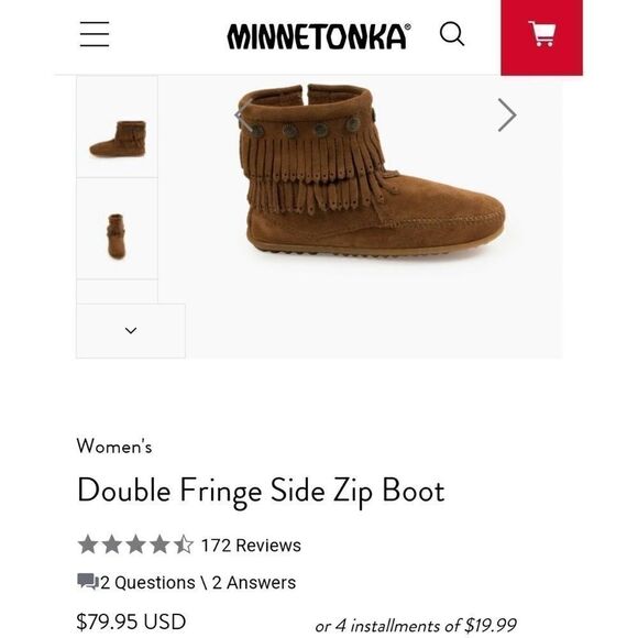 Minnetonka Double Fringe Side Zip Moccasin Boot - Picture 10 of 10